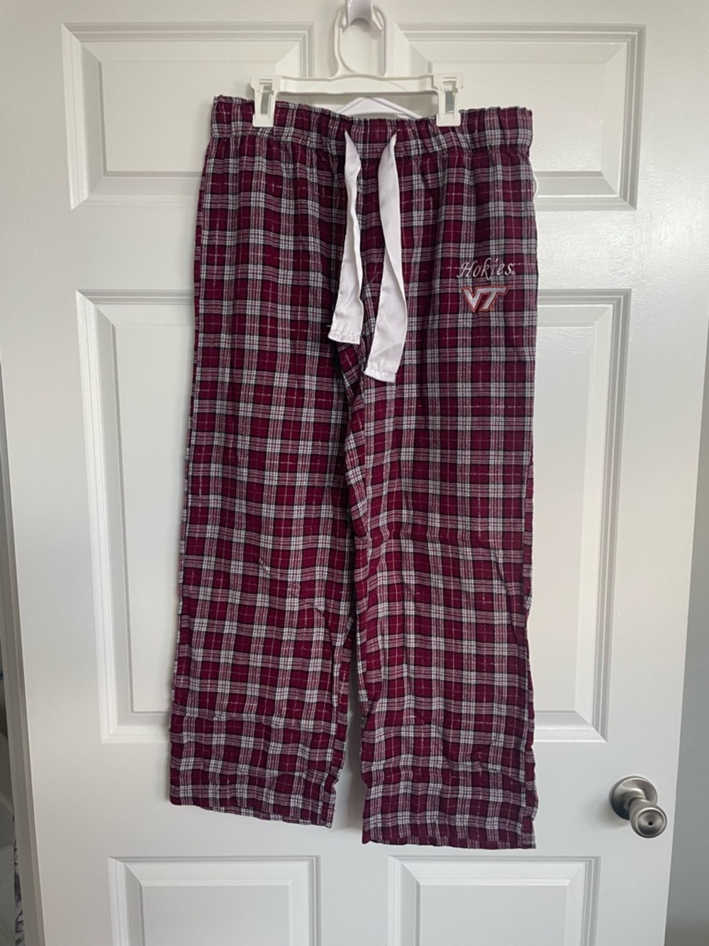 Virginia Tech Maroon Plaid Pajama Pants with Drawstring